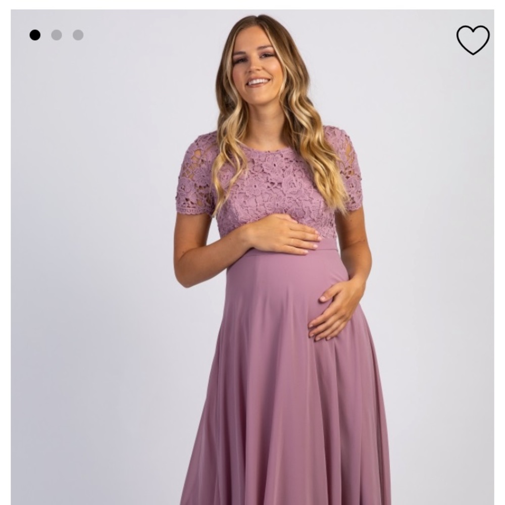 Maternity- Mauve Crochet Top Open Back Gown